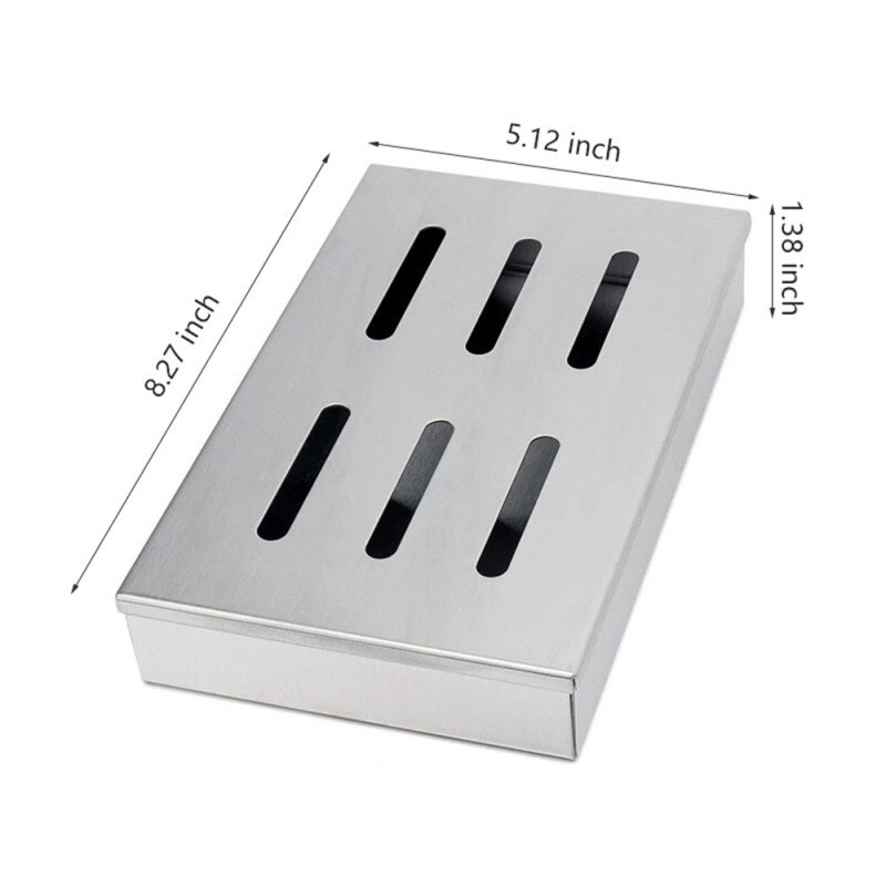 Rvs Roker Box-Houtskool & Gas Barbecue Vlees Roken Met Scharnierend Deksel Gat Koud Rook Generator Custom Box bbq