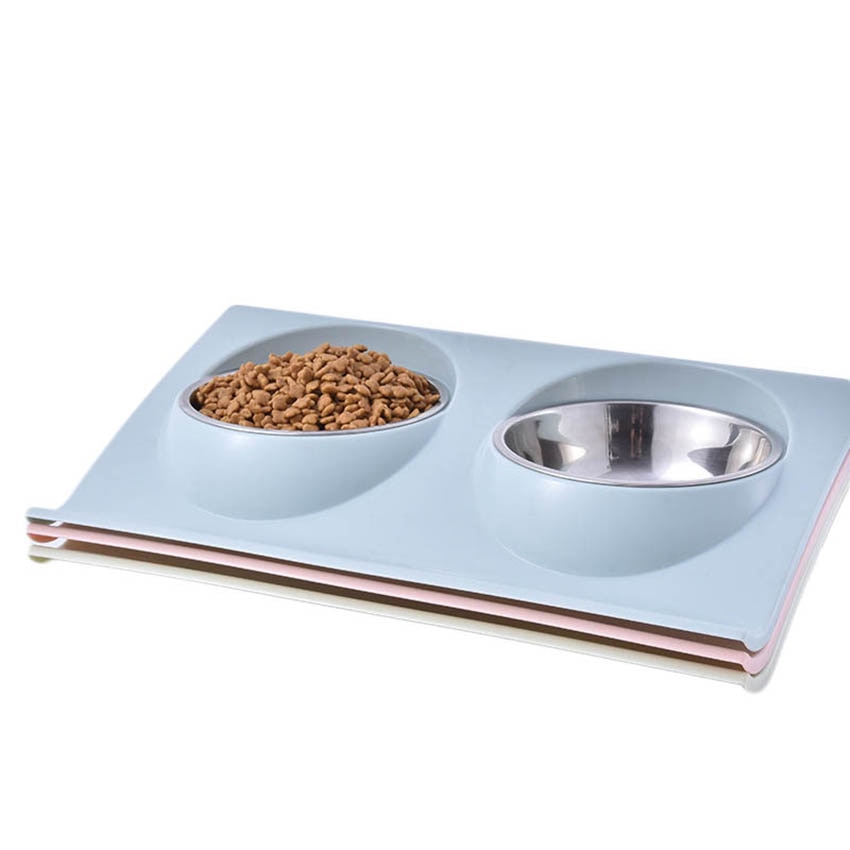 Dubbele hondenbakken voor puppy's, roestvrij staal, voerbak voor eten en drinken, anti-mors voerbak voor katten, drinkbak voor honden