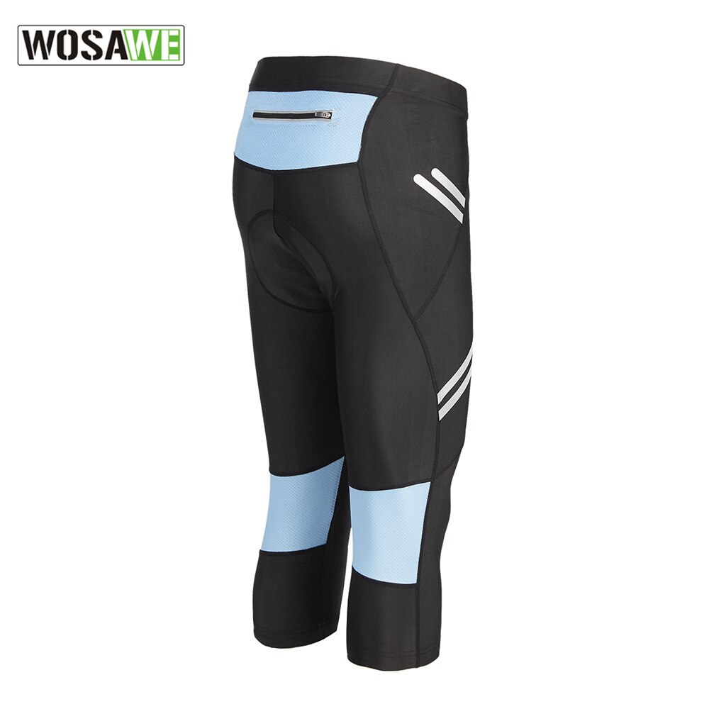 Wosawe herr cykling cropped byxor vadlånga reflekterande cykel tights kläder 3d gel vadderade ridning mtb spinning cykel shorts