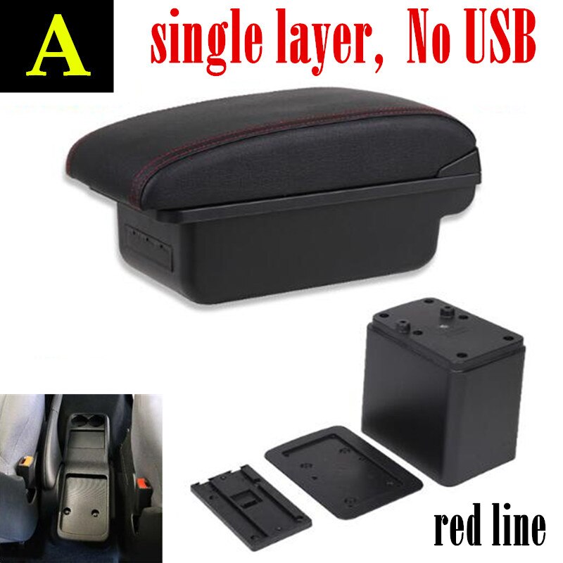 Accoudoir de voiture pour citroën Berlingo, pièces de remise à niveau, pour Peugeot Partner tepee boîte de rangement, accessoires de voiture recharge avec USB: A black red line