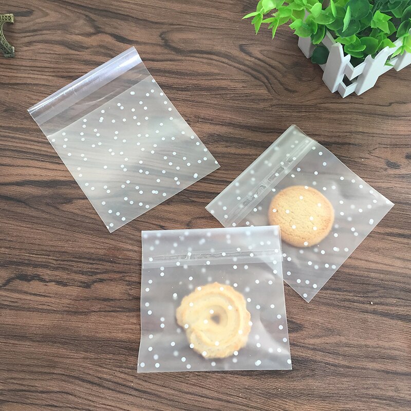100 Stks/set Verpakking Bag Plastic Koekjes Verpakking Brood Bakken Levert Wit Dot Candy Cookies Pakket Party Wedding Decor