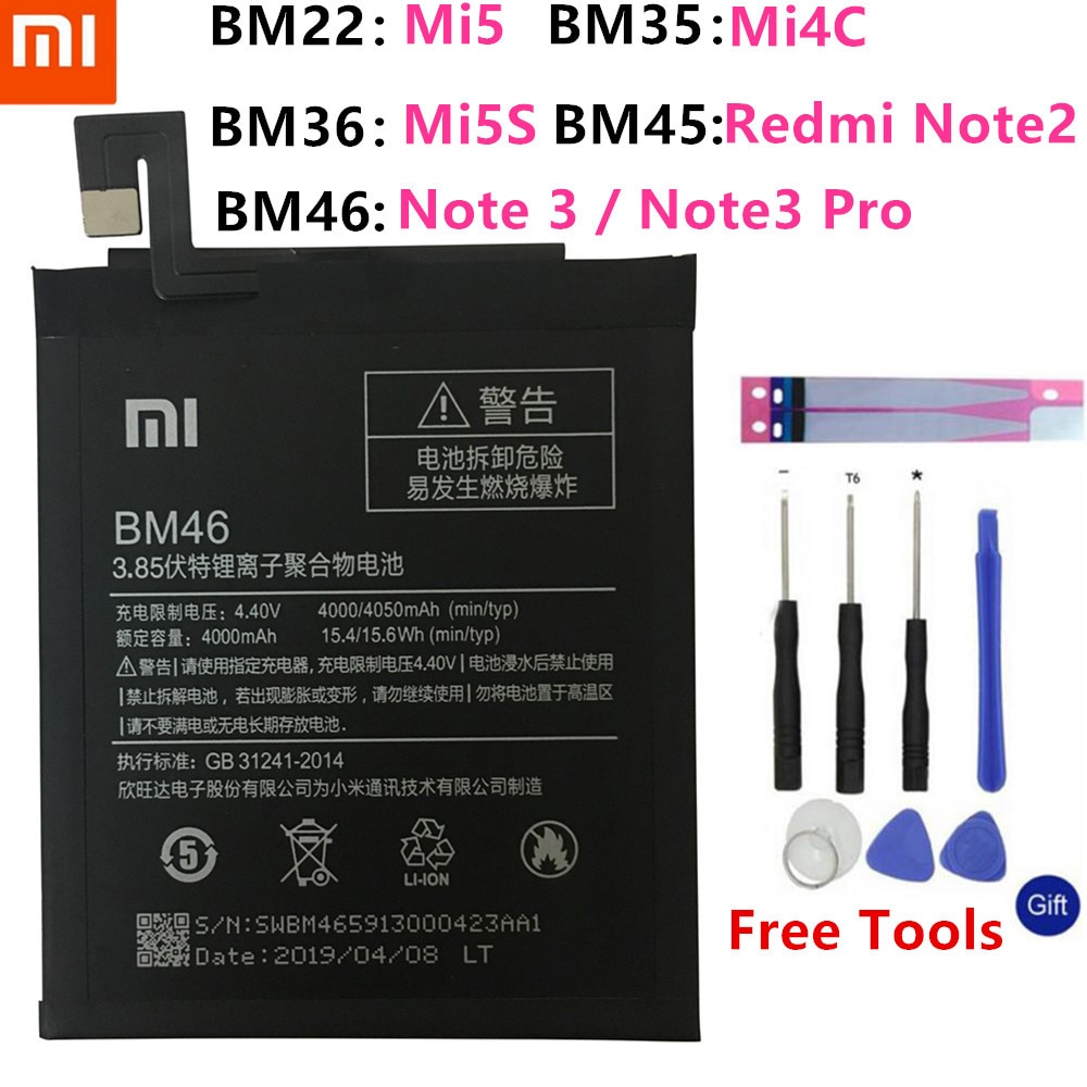 BM22 BM35 BM36 BM45 BM46 Batterij Voor Xiao Mi Mi 4C Mi 5S Mi 5 4C 5S Mi 5 Rode Mi Note 2 3 Pro Vervangende Batterij Batterie Gratis Tools