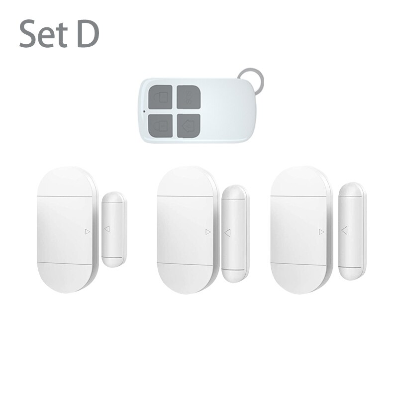 Wireless Warning Alarm Wireless Door Sensor Magnetic Sensor Burglar Security Window Sensor With Remote Controller Alarm System: Set D
