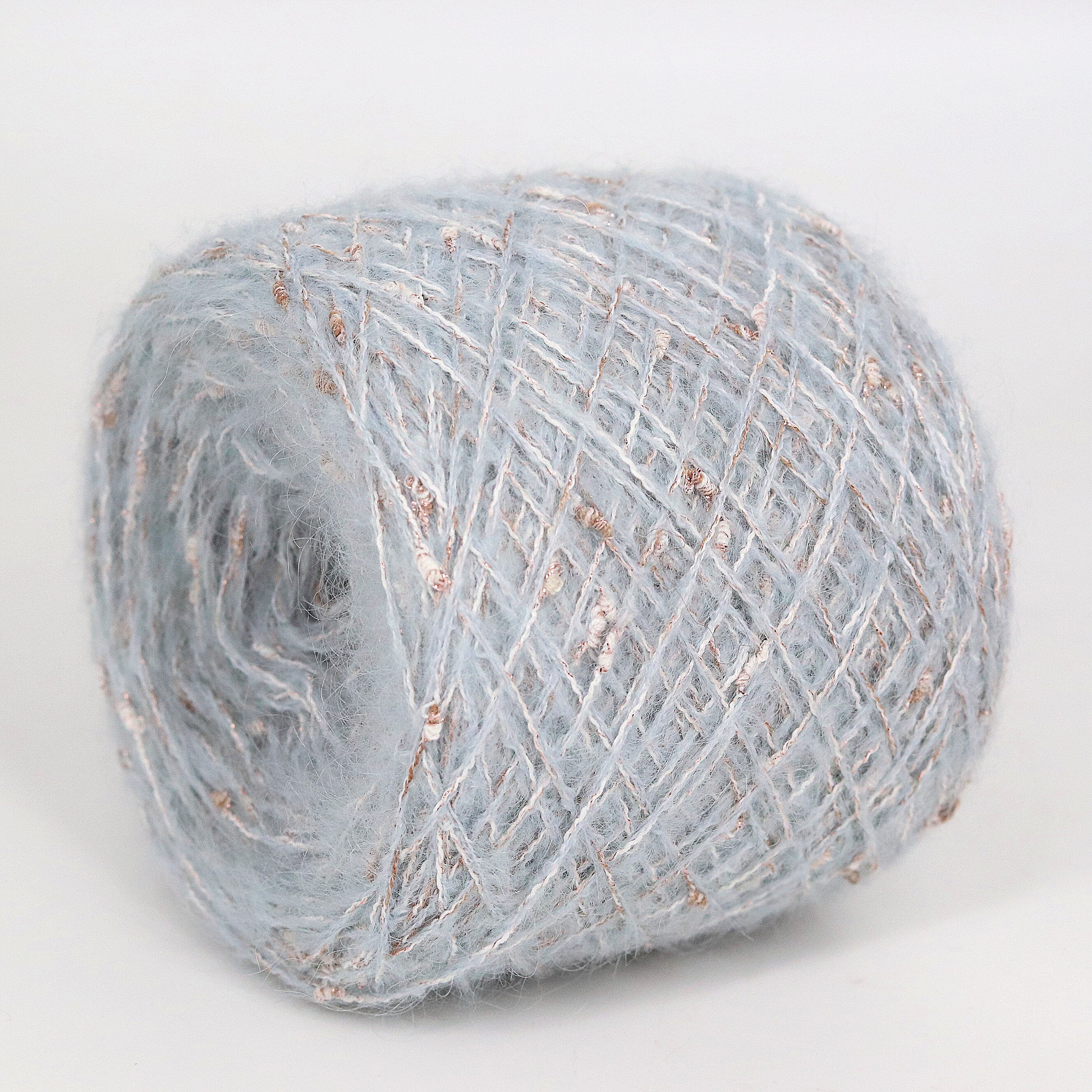 50G Metallic Fancy Knoop Mohair Garen Вязание Пряжа Wol Draad Anti-Pilling Voor Haken Sjaal Trui: water blue