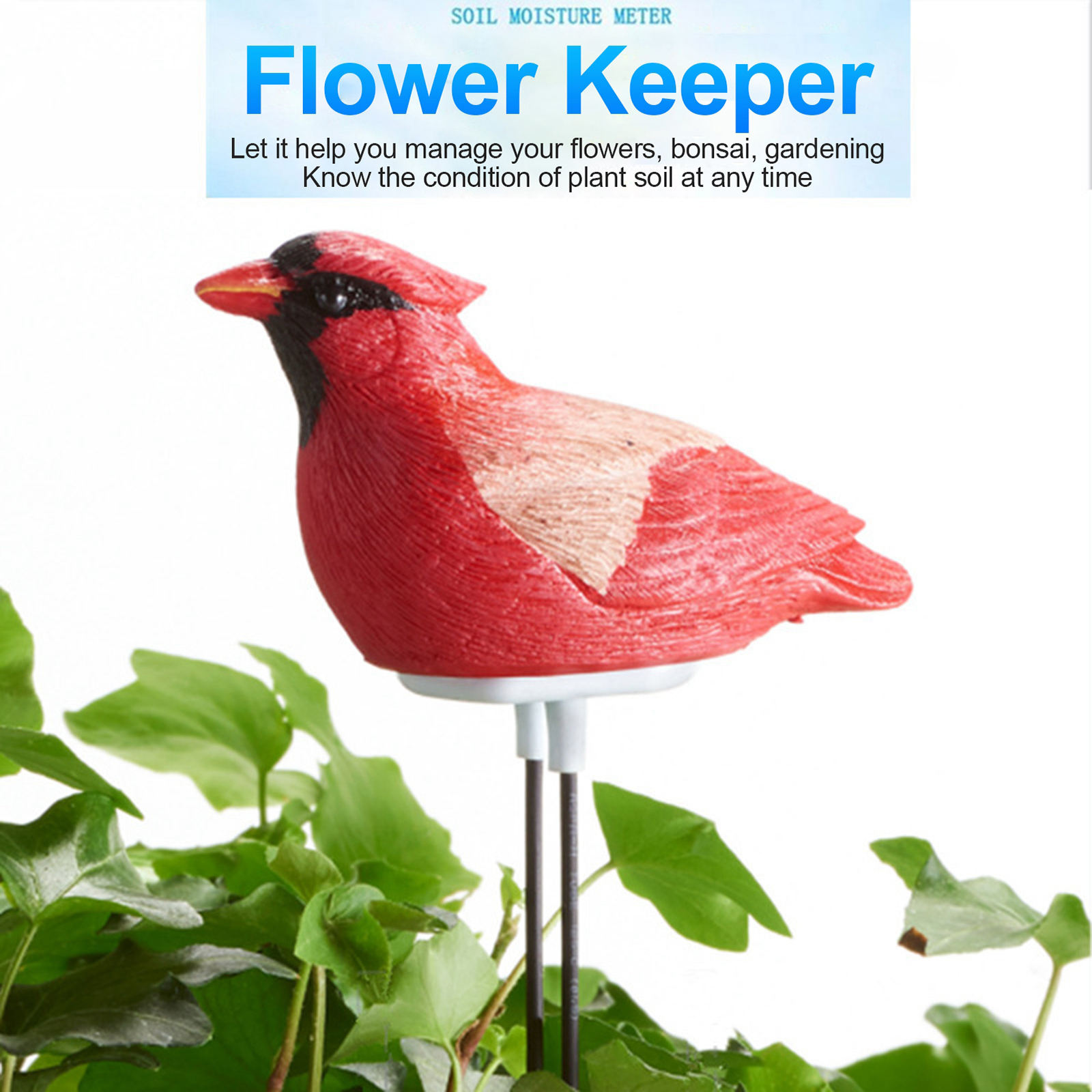 Medidor de suelo para macetas, probador de humedad, recordatorio de riego para plantas de interior y exterior, Detector de 18cm: Rojo