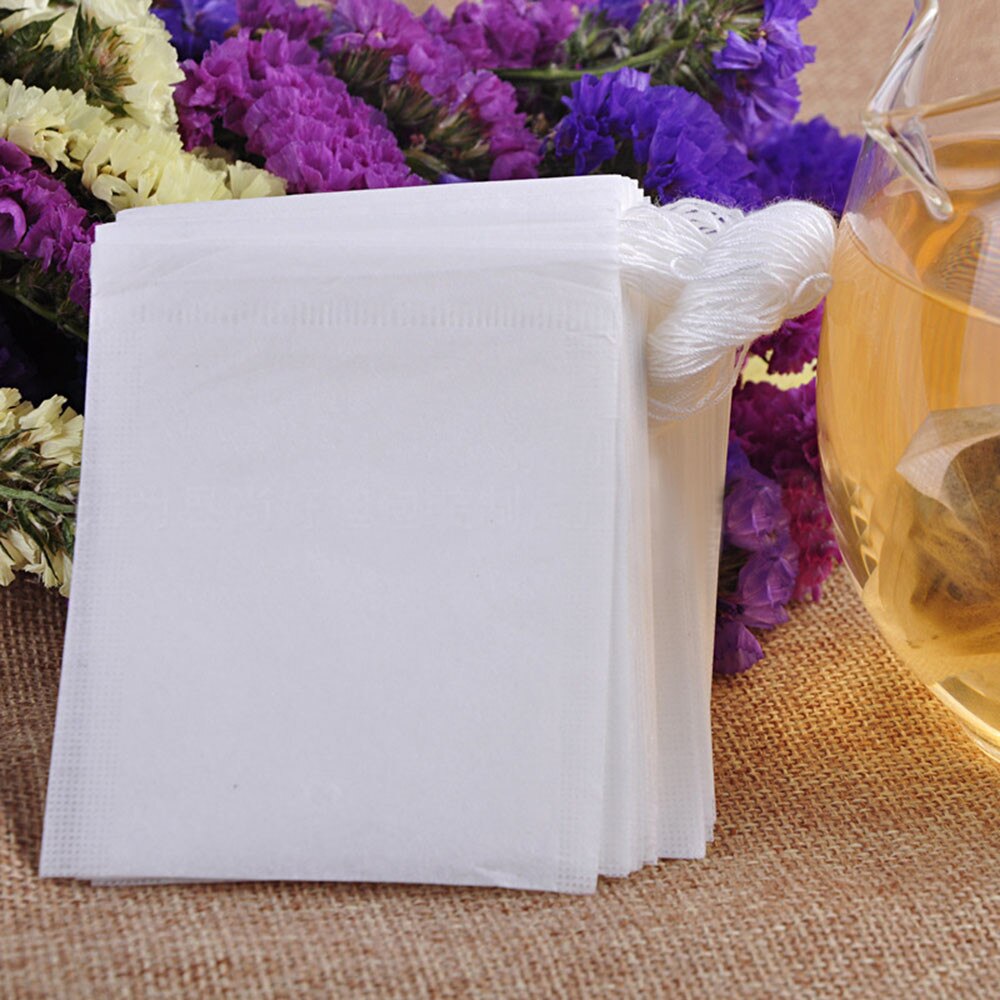 100 pcs Empty Teabags String Heat Seal Filter Paper Herb Loose Tea Bag