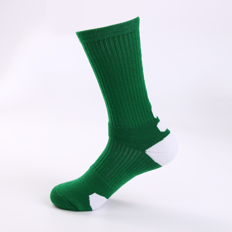 Männer Sport Basketball Socken schnell-trocken Lang Kompression Socken Ich bin Freien Sportlich Socken Rennen Radfahren socken: Grün mit Weiß