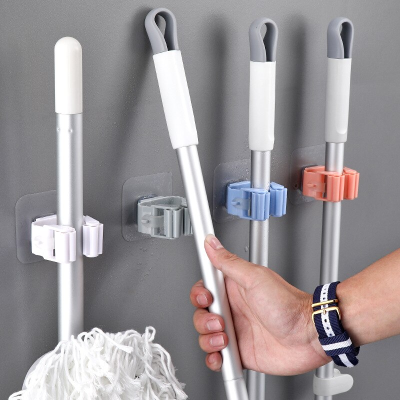 Zelfklevende Mop Haken Organizer Holder Bezem Hanger Thuis Opslag Rack Keuken Muur Deur Opknoping Pijp Haak Badkamer Accessoires