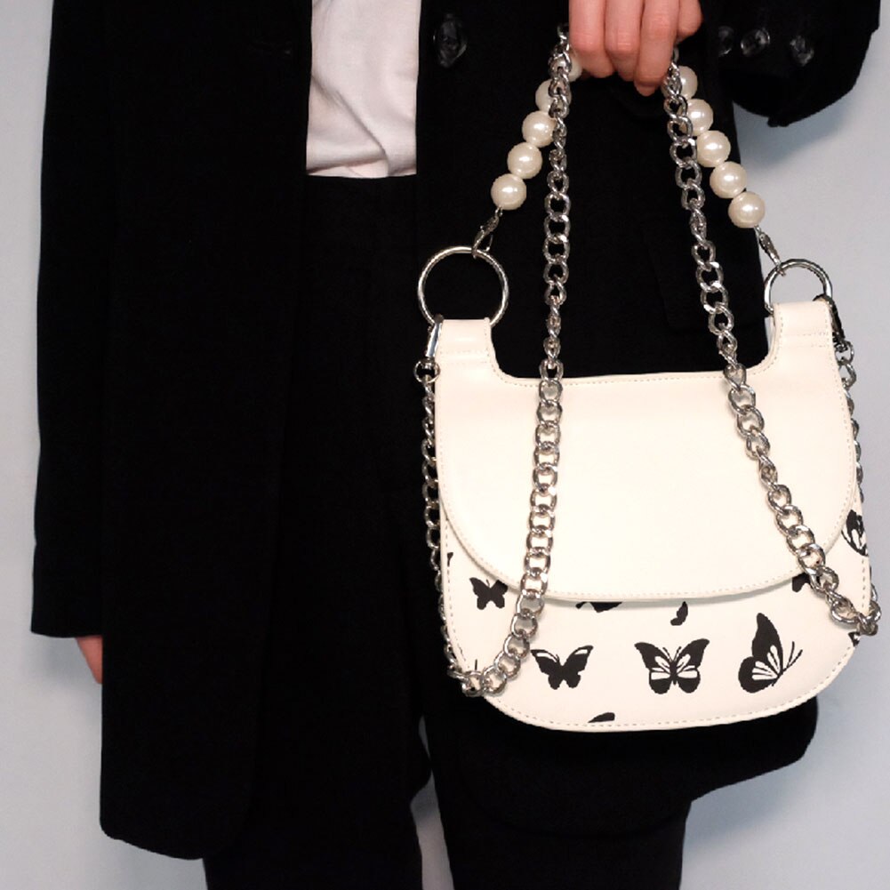 Doratasia venda quente estoque na moda senhora borboleta gótico elegante festa cadeias pérolas miçangas casual crossbody feminino schoulder sacos: Bege