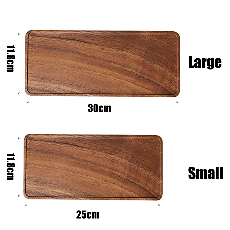 Walnut Wooden Rectangle Storage Trays Tea Cup Teapot Holder Dessert Cake Serving Plate Fruit Snacks Food Organizer Dishes Home: L and S