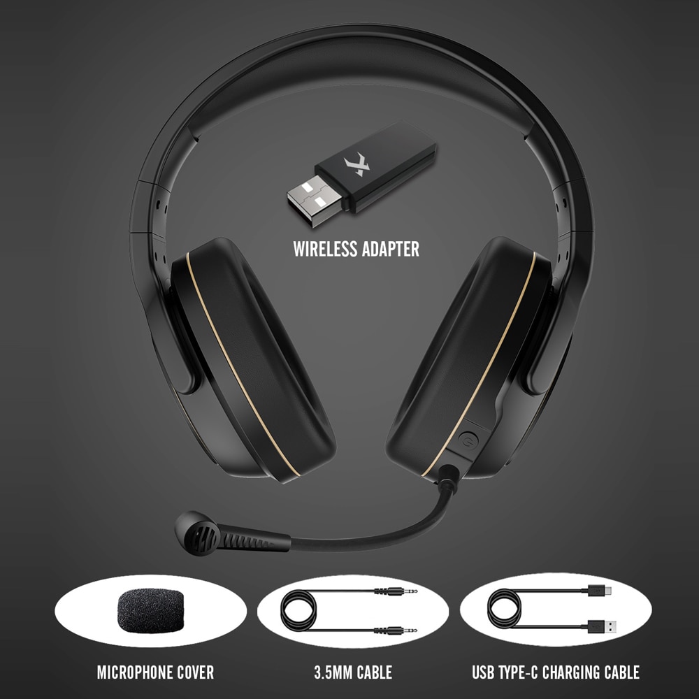 2.4GHz Wireless Gaming Headset with Transmitter Game Headphones Stereo Music Earphone Super Bass AUX-IN 3.5mm Wired Headset