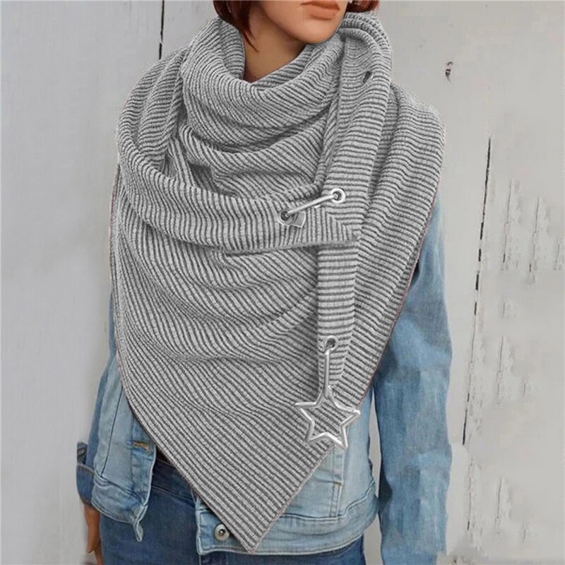 Dames sjaal dames warme wintersjaals met ster hanger zachte sjaals vrijetijds effen stippen print knoop zachte nekwikkel