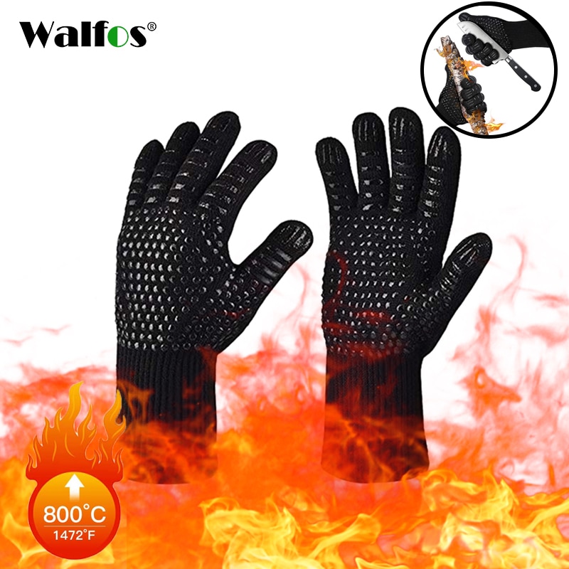 WALFOS extrema GUANTES DE Barbacoa resistentes al calor parrilla guantes de cocina guante, manopla de horno de cocina para hornear herramientas