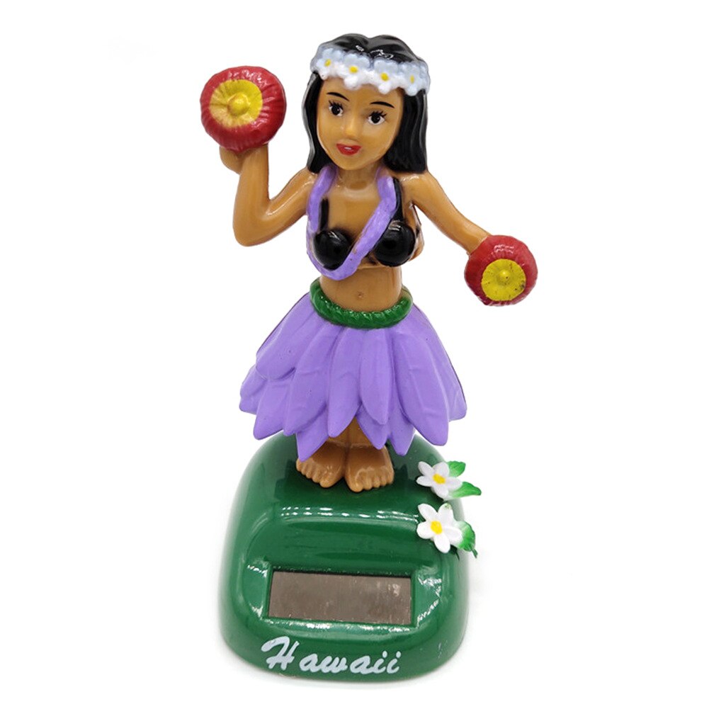 Solar Dancing Hawaii girl Hula Shaking Head Toy Solar Powered Auto Interior Decompression Dashboard ornament car accessories: E