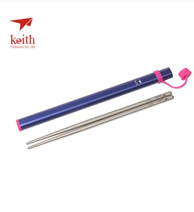 Palillos chinos para acampar, Picnic, comida de titanio, palillos chinos Ti5622 Ti5822: purple blue