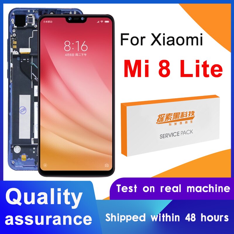 Pantalla 100% probada de 6,26 pulgadas para Xiaomi Mi 8 Lite, montaje de digitalizador con pantalla táctil LCD para Xiaomi Mi8 Lite M1808D2TG, repuesto