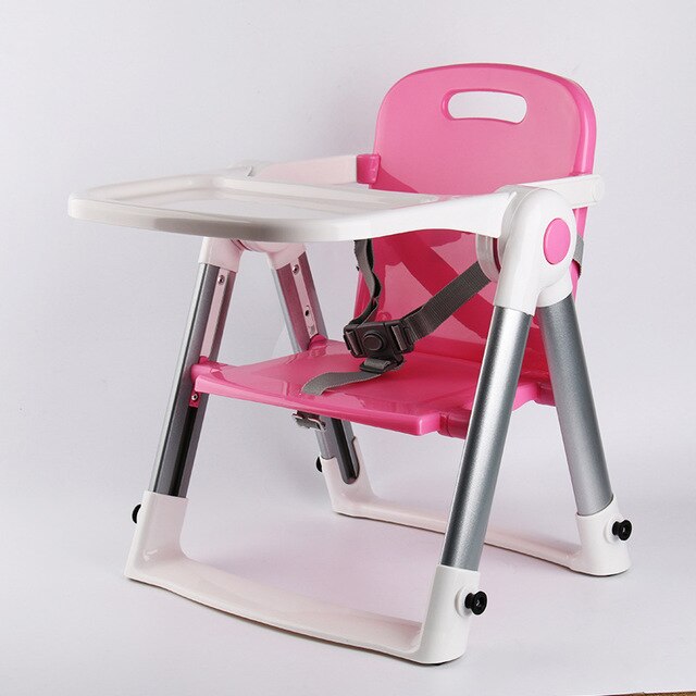 baby dining chair kids dinner table folding portable multi-function children's eating chair dining table stool: pink