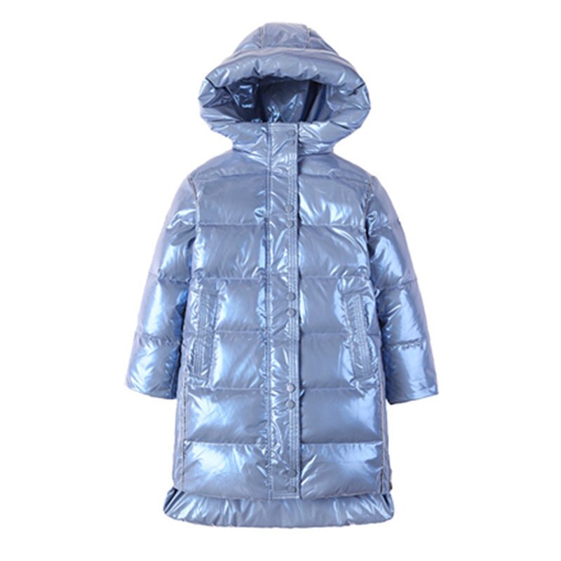 Winter Kids Girls Jacket Coat Hooded Lange Bovenkleding Waterdichte Heldere Reflecterende Kinderkleding 4 5 6 7 8 9 10 11 12 13: Blauw / 110