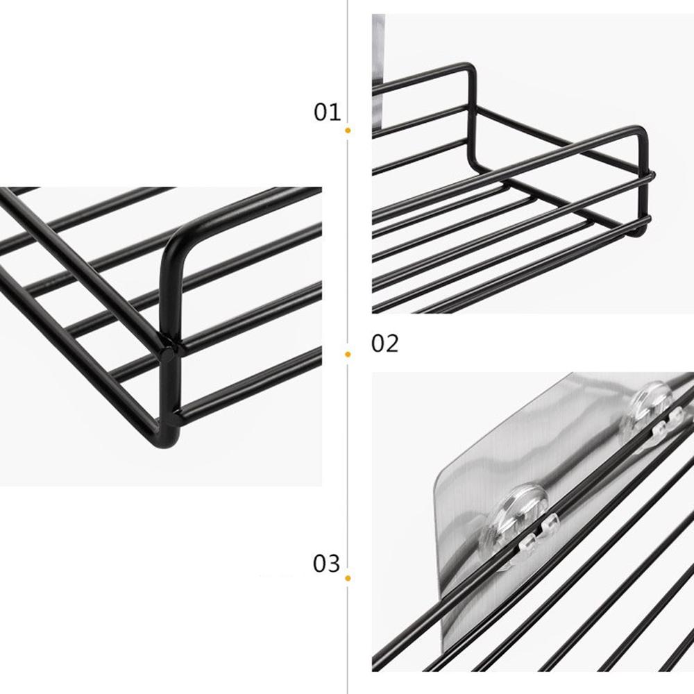 Dusche Wand Regal Schlag Kostenloser Dusche Regal Schwarz Weiß Lagerung Saug Korb Lagerung RackKitchen Bad Zubehör