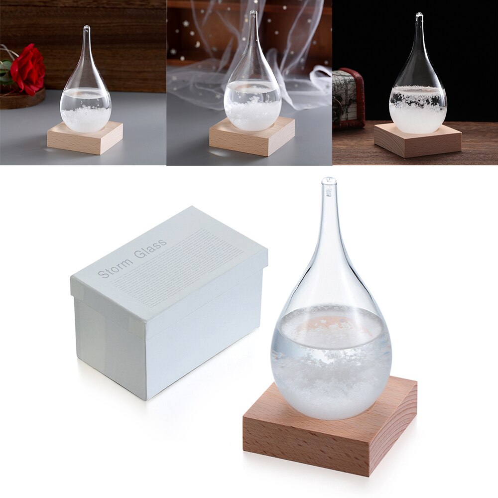 Barómetro de Navidad, gotitas, Storm Glass, botella de cristal con forma de gota creativa, estación meteorológica para el escritorio, Predictor meteorológico, decoración