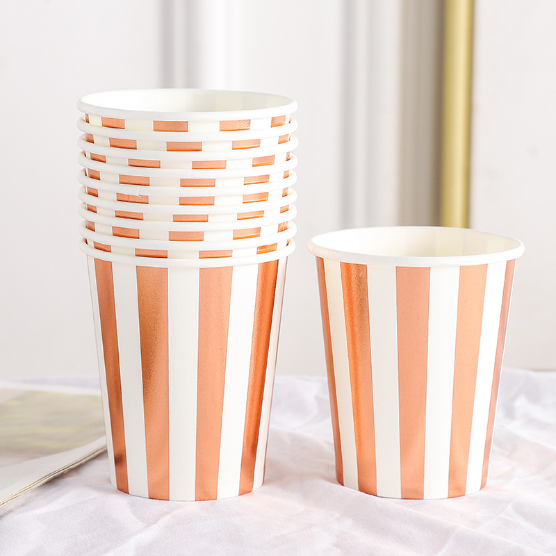 10Pcs Golden Cup Party Papier Servies Verjaardag Party Diner Plaat Stip Gestreepte Cup Voor Wedding Party Decoratie Collectie: 19style-cup-10pcs