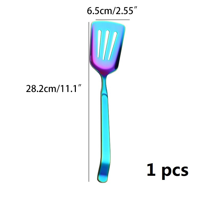 Juego de utensilios de cocina de acero inoxidable, cuchara de Buffet público, restaurante, utensilios de cocina, cucharas, tenedores, colador: 1pcs leak turner