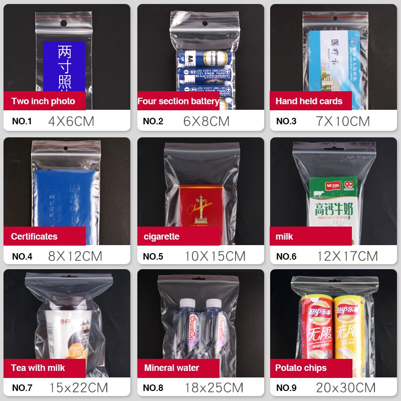 100pcs Zip Lock Ziplock Bags food preservation bag Trinket bag