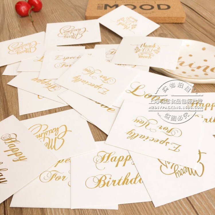 20pcs/lot gold Blessing card message card Happy Birthday Merry Christmas Happy Year Love blessing greeting cards