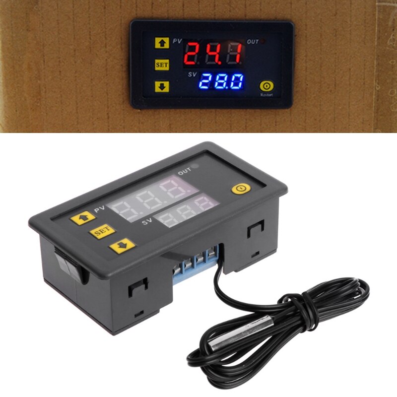 Thermostat Numérique LCD W3230 DC 12V 20A - Plage -50 à 110°C, Sonde Incluse - Pour Chauffage, Refroidissement, Aquariums