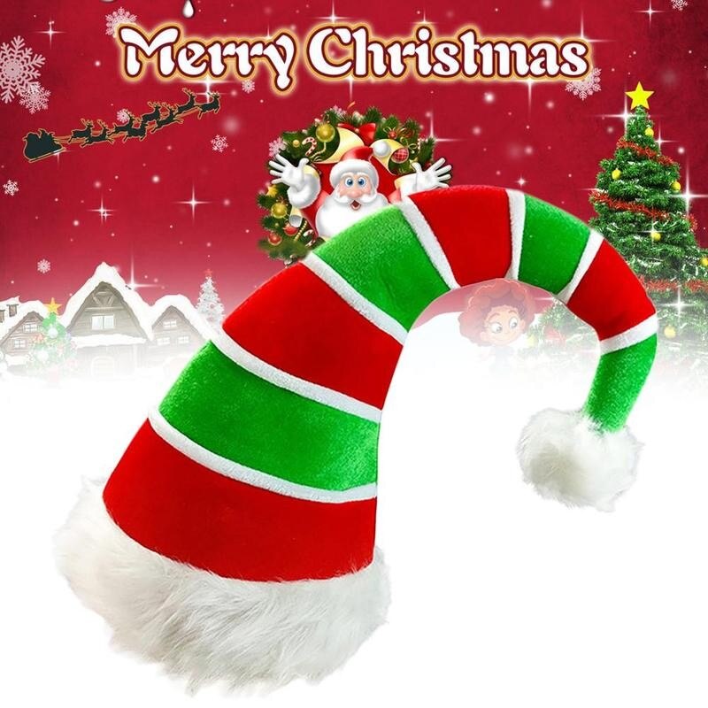 WH Funny Christmas Hat Plush Elf Santa Hat L9T8