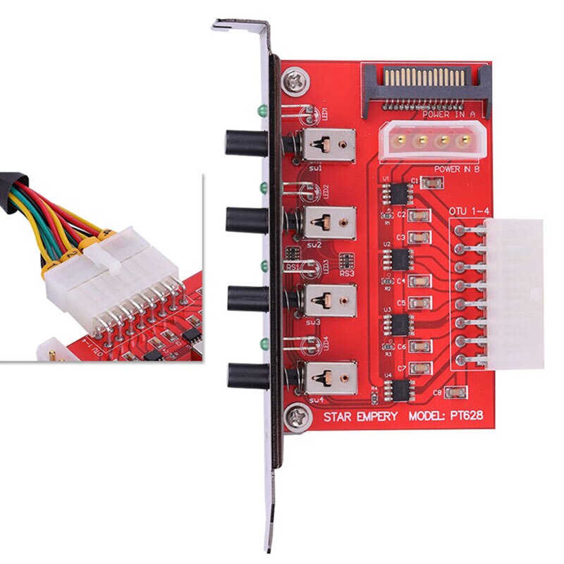 Dispositivo SATA de cuatro canales, interruptor de alimentación HDD, interfaz PT628 SATA, dispositivo de almacenamiento de disco duro, interruptor de alimentación