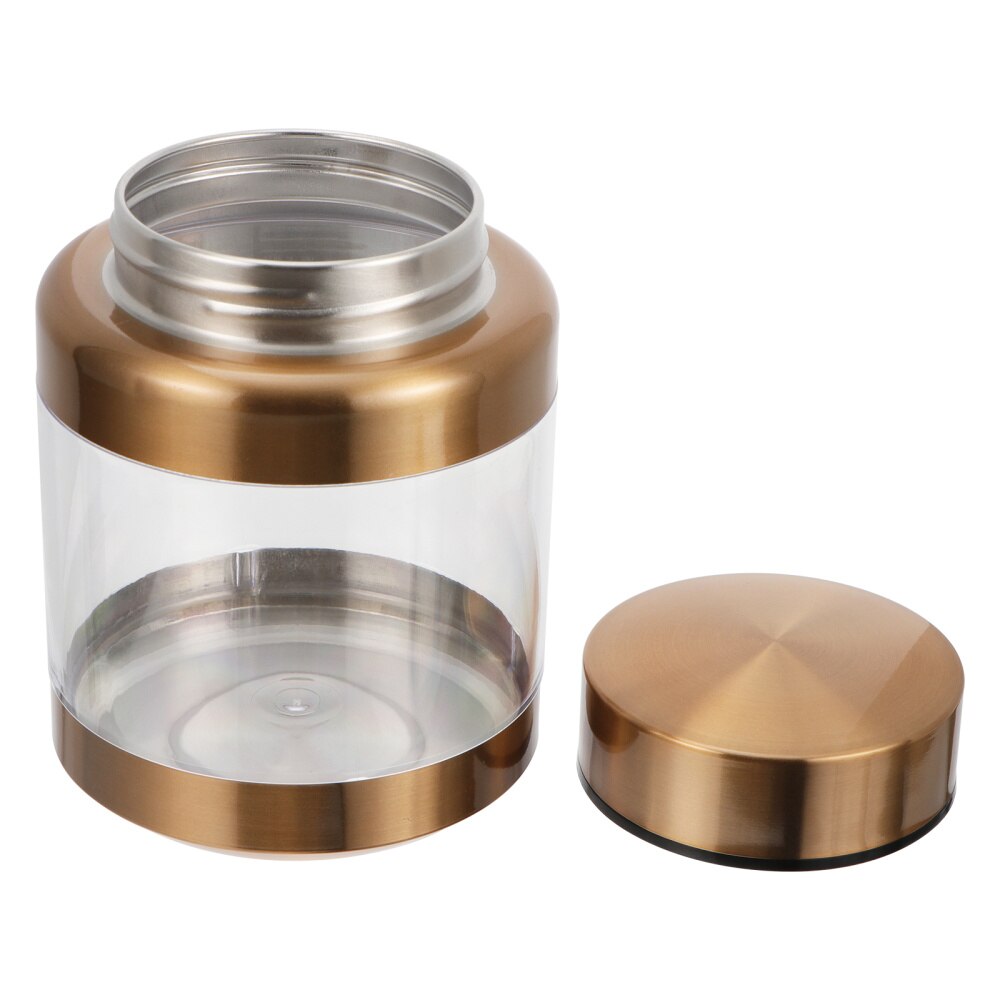 Stainless Steel Storage Jar Transparent Airtight Canister Empty Storage Tank: Golden