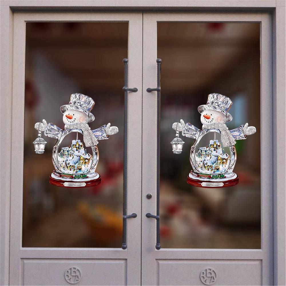 Christmas Tree Rotating Sculpture Train Decorations Sticker Window Paste Christmas Decorations Home Wall Sticker