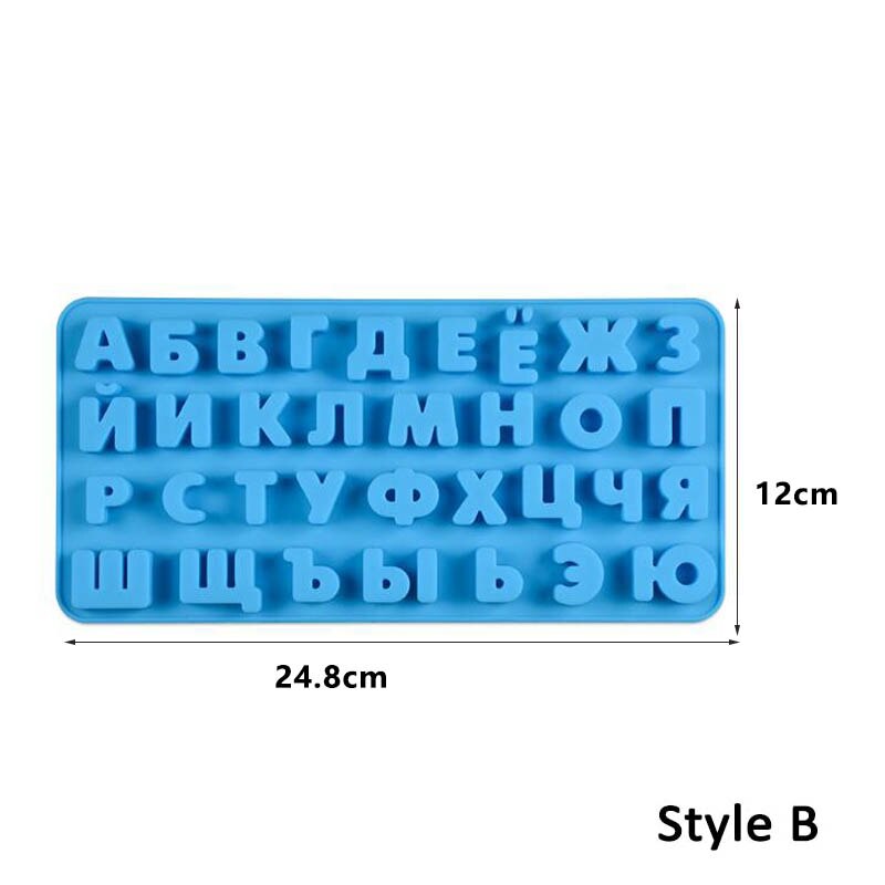 Moldes de arcilla para dulces 3D, herramientas de decoración de pasteles, molde de silicona, letras del alfabeto, mayúsculas, letras minúsculas: blue