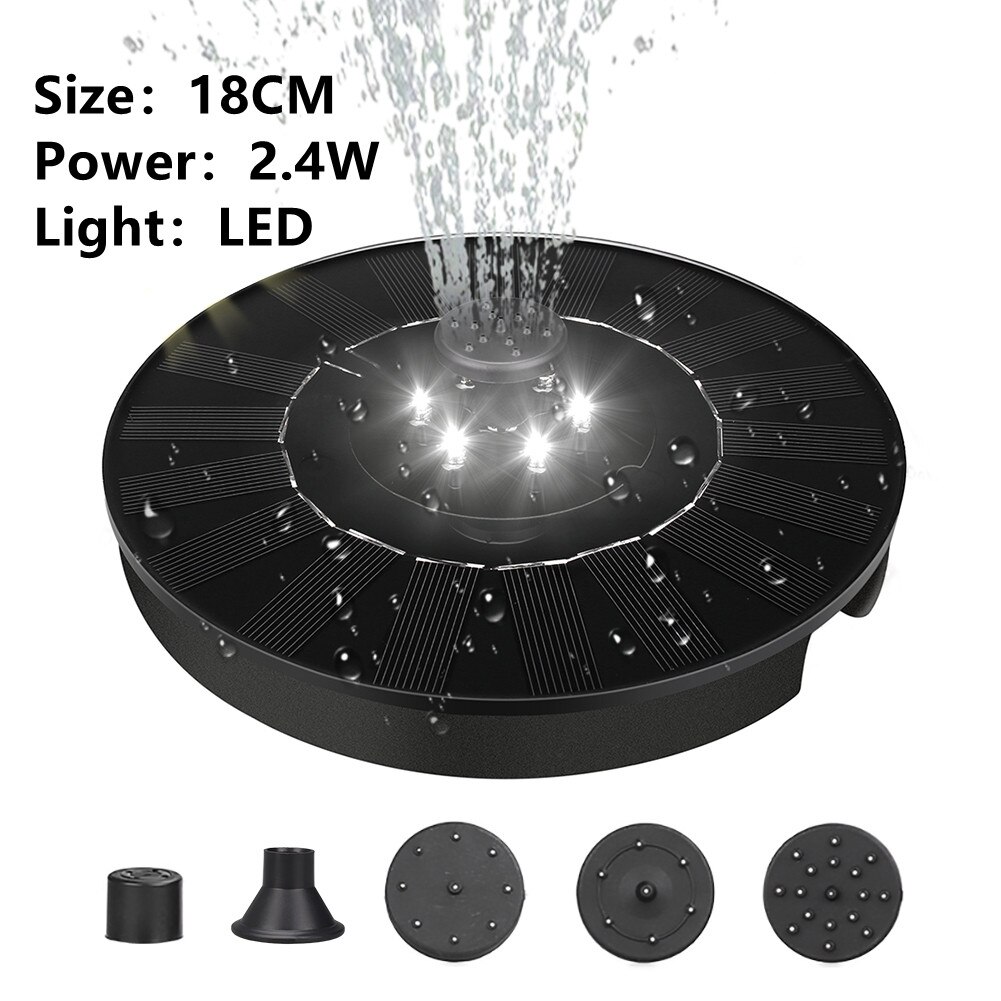 Solar Fountain Led Solar Water Fountain with LED Lights for Outdoor Landscape Garden Decor Floating Pool Fountain Solar Pump: A 2.4W LED