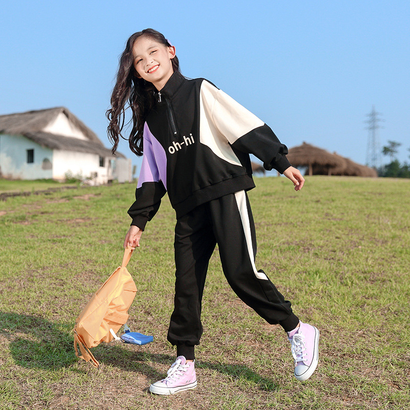 Ropa para niños y niñas, trajes deportivos para primavera y otoño, ropa deportiva de dos piezas de estilo occidental para niñas pequeñas