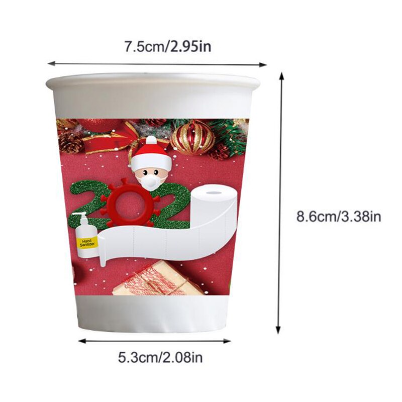 5Pcs Merry Christmas Disposable Tableware Survivors Printed Paper Cups Home Christmas Year Party Decor Supplies