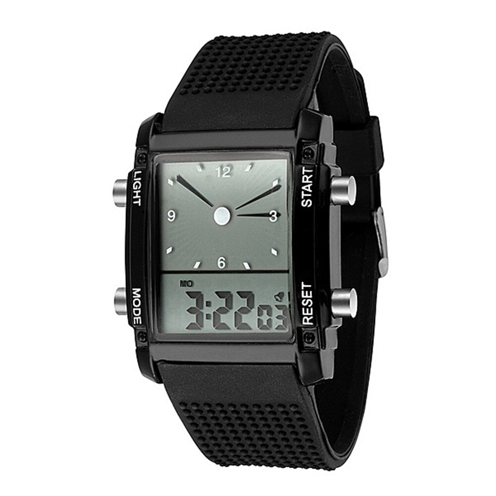 Unisex Waterproof Dual LCD Chronograph Quartz Sport Digital Wrist Watch: Black