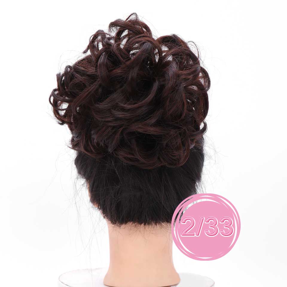 WTB-moños sintéticos de rizado corto para mujer, banda de goma elástica, peine con Clip, extensión de cabello, accesorios para coleta: 2I33