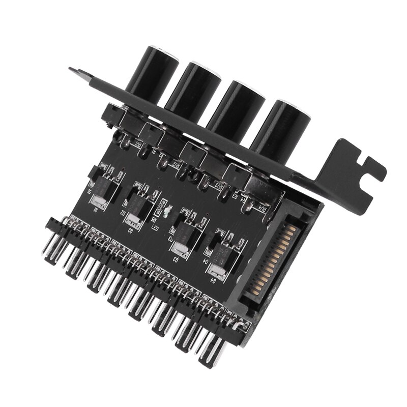 4x pc 8 -kanal-lüfter-hub mit 4 drehknöpfen zur drehzahlregelung von lüftern für cpu-gehäuse, festplatte, vga, pwm-lüfter, pci-halterung, stromversorgung für  by 12v lüfter