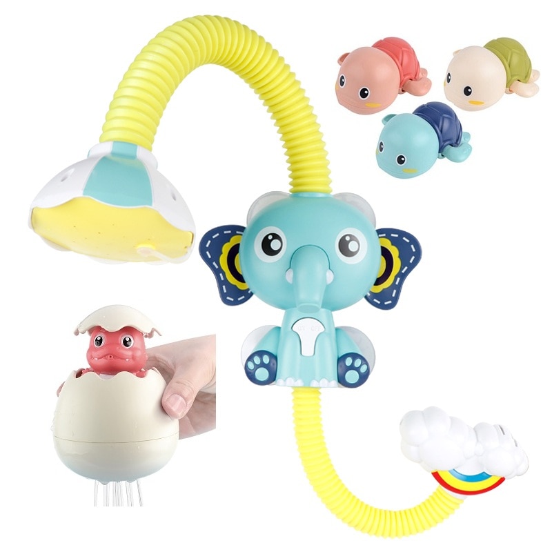 Electric Baby Shower Elephant Spray Toddler Boys Bath Toys Bathroom Water Toy Yellow Duck Cute Turtles Dinosaur Egg for Kids: B001-Tur3-D1R