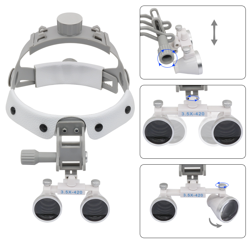 Loupe binoculaire dentaire 320-420mm, verre optique 3,5x, casque Ultra-léger, loupe à large champ de vision, Loupes dentaires