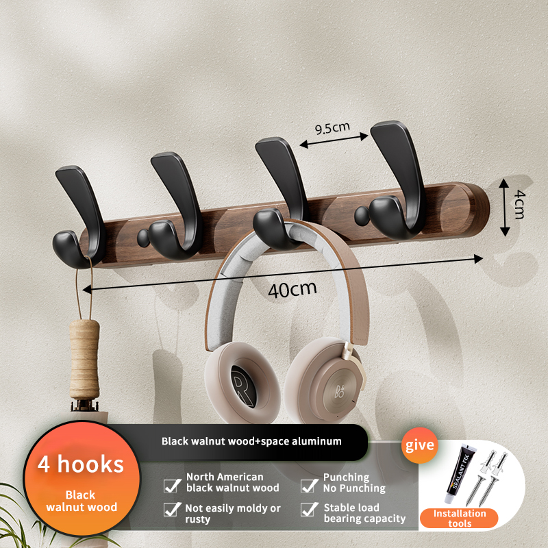Ganchos para batas de nogal, decoración del hogar, ganchos de madera para ropa, montaje en pared, colgador de bolsas, organización del baño, estilo: Borgoña