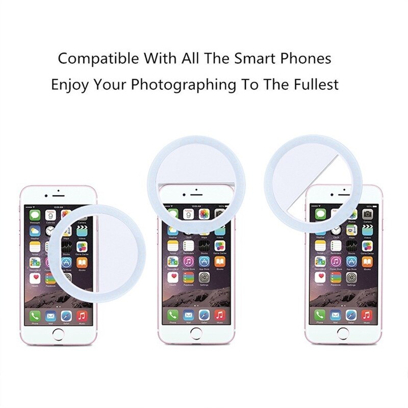 Phone Ring Light Selfie LED Ring Flash Light for iPhone xr Samsung Galaxy a50 a70 s10 Huawei P30 Phone Lens obiektyw do telefonu