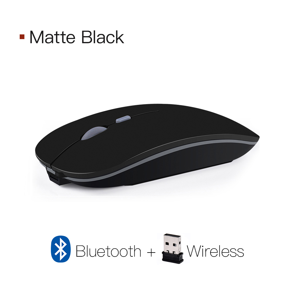 Langaton hiiri bluetooth hiiri hiljainen tietokoneen hiiri pc mause langattomat ladattavat ergonomiset optiset usb hiiret 2.4 ghz kannettavalle tietokoneelle: Musta bluetooth