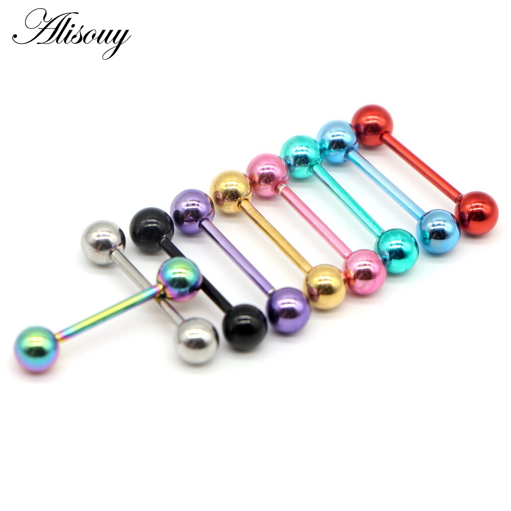 Alisouy 1 st 14g 9 Kleuren Tong Piercing Septum ear Kraakbeen nailTunnels Oordoppen labret lip Body piercing Sieraden 1.6*16*6mm