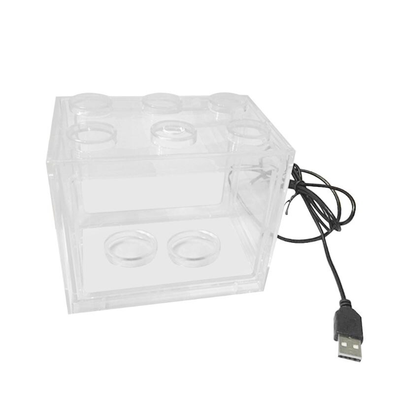 USB Mini Aquarium Fish Tank with LED Lamp Light Home Office Desktop Decoration