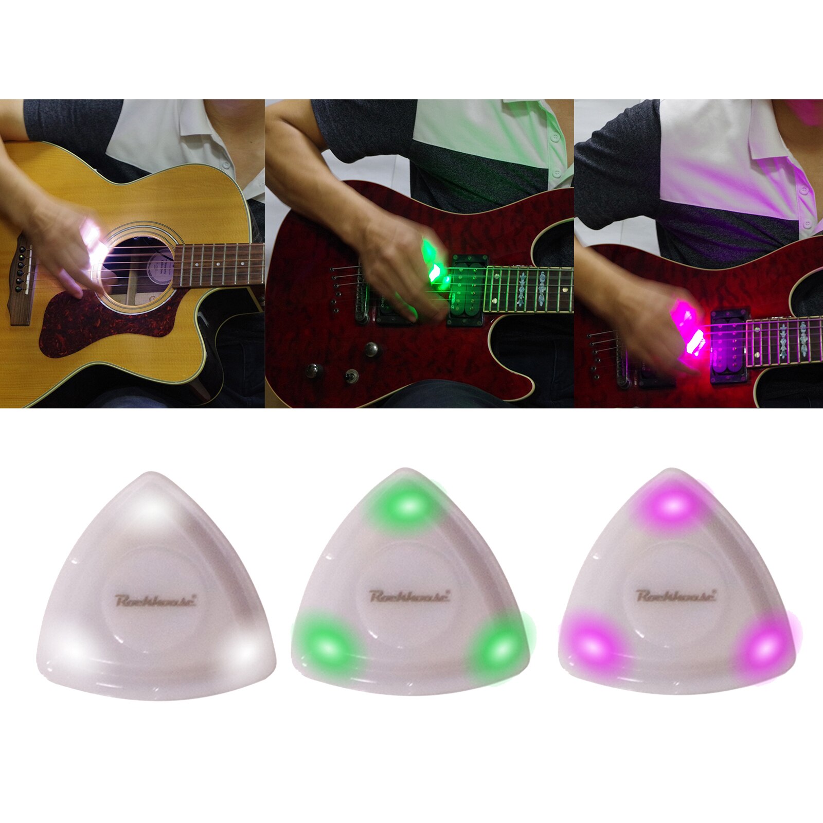 Plastic Elektrische Basgitaar Led Picks Shining Touch String Licht Plectrum Voor Guitarra Ukulele Accessoires