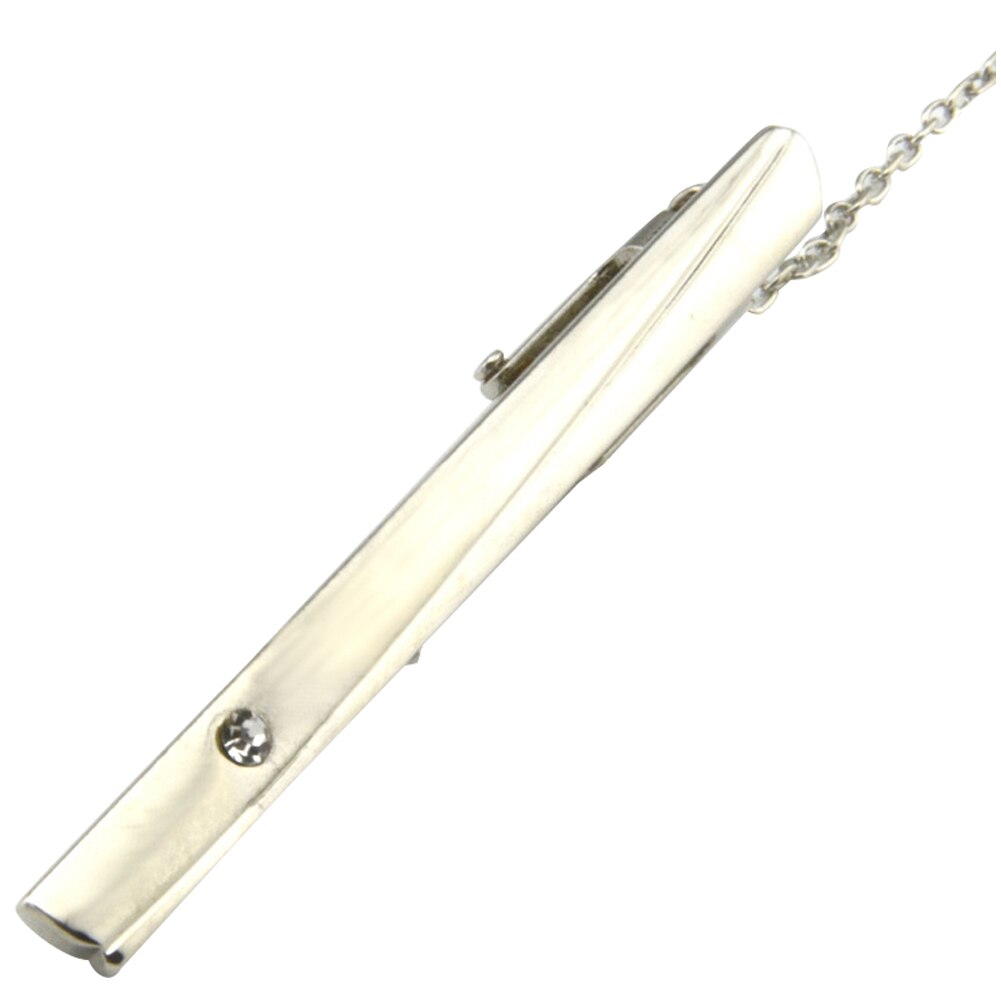 3 Pcs Party Daily Clothes Accessories Wedding Cuff Link Set With Rhinestone Metal Business Plated Tie Clip Curve Stripes