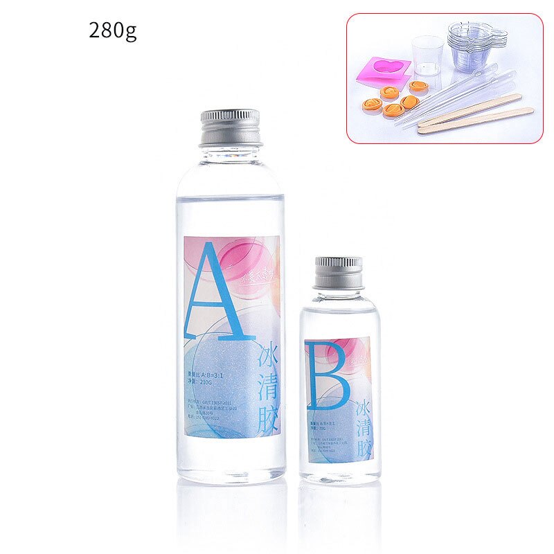 Kit de resina epoxi 3:1, endurecedor transparente de cristal con herramientas, mezcla fácil, suministros DIY para fundición de arte, proyectos de joyería XHC88: 280g